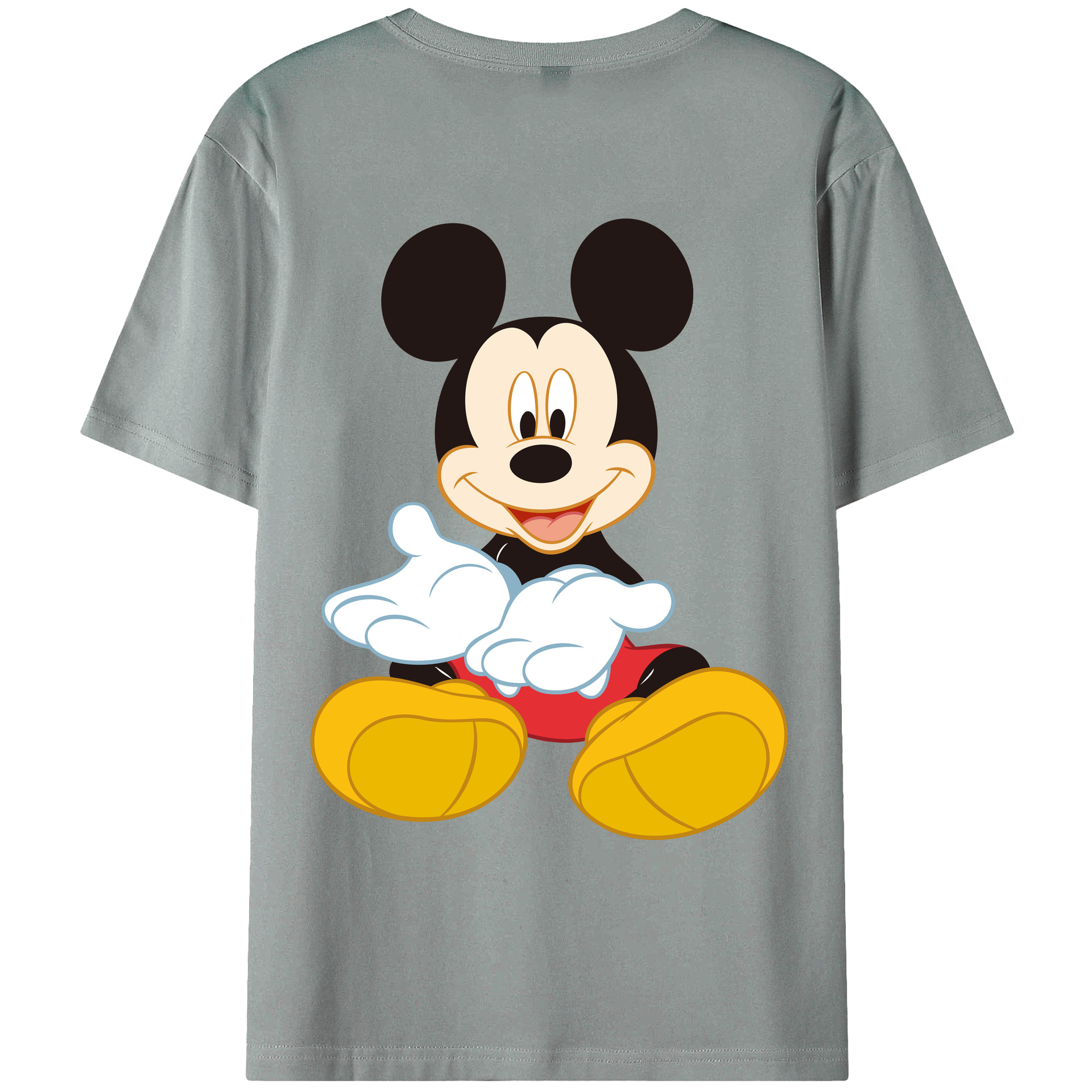 ミッキーマウス Mickey Mouse 綿100％ メンズ半袖Tシャツ（バックプリント） 通気性